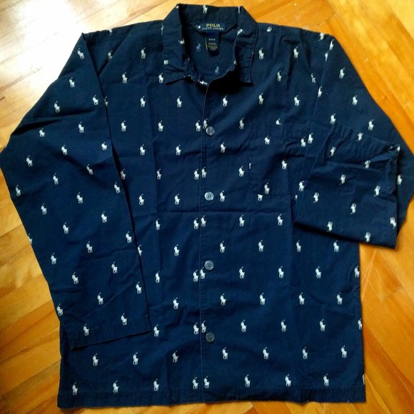 Polo Ralph Lauren Other - Polo Ralph Lauren Navy Blue Shirt/Blouse with Allover Small White Pony